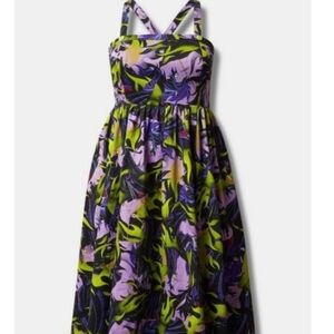 Torrid Disney Villains Maleficent Midi Poplin Dress 3X Circle Round Stretch EUC